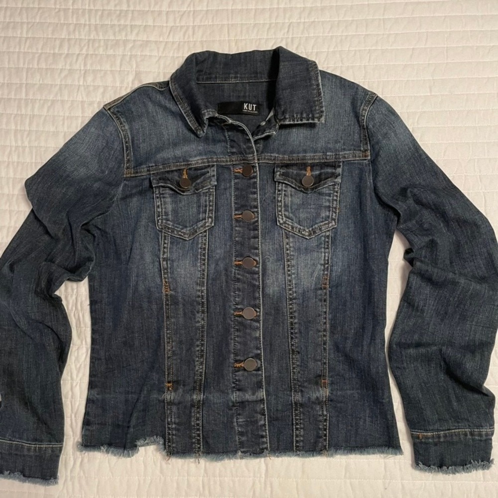 Kut From The Kloth Arielle Dark Denim Long Sleeve Jacket Womens XS